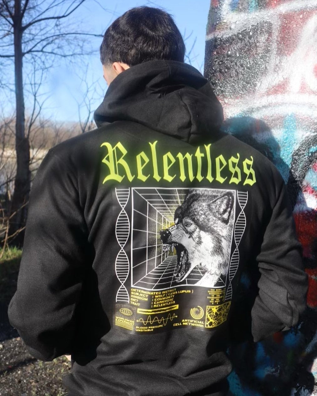 Relentless Black and Yellow Reflective Hoodie