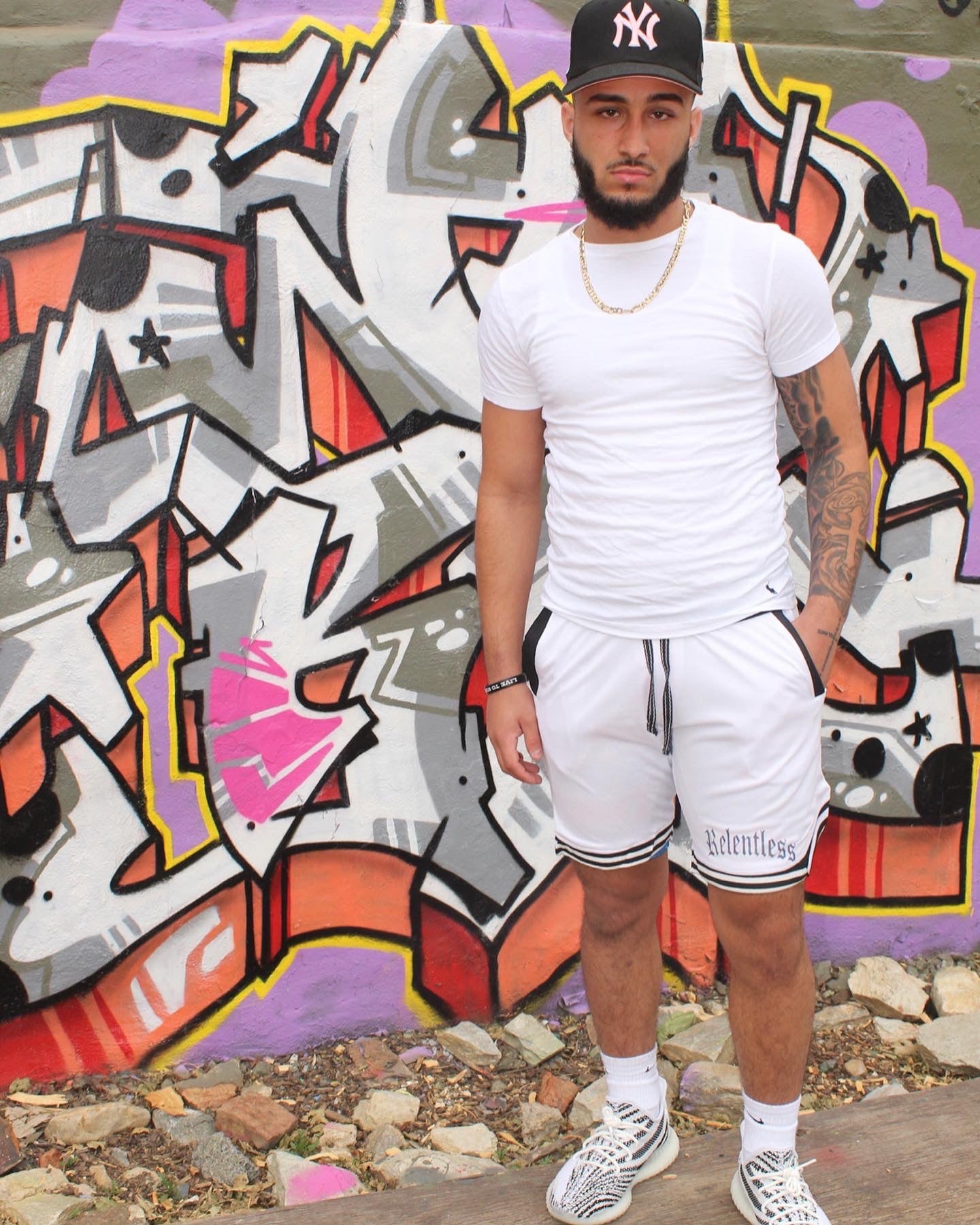 Rainbow Oil White Basketball Shorts