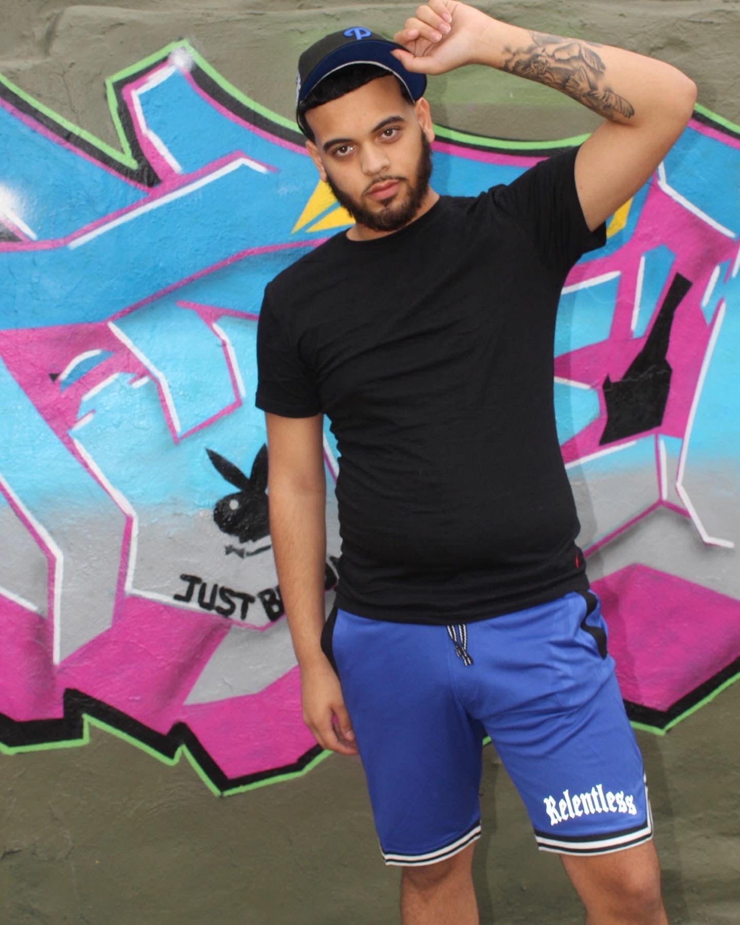 Relentless Blue and White Reflective Basketball Shorts