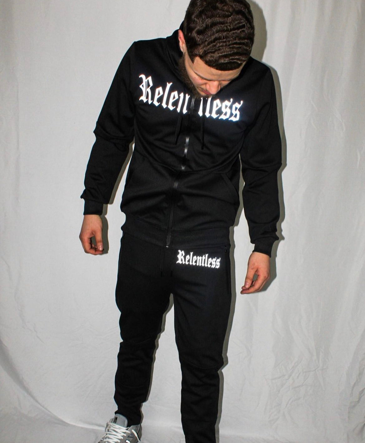 Relentless Black and Grey Reflective Tracksuit