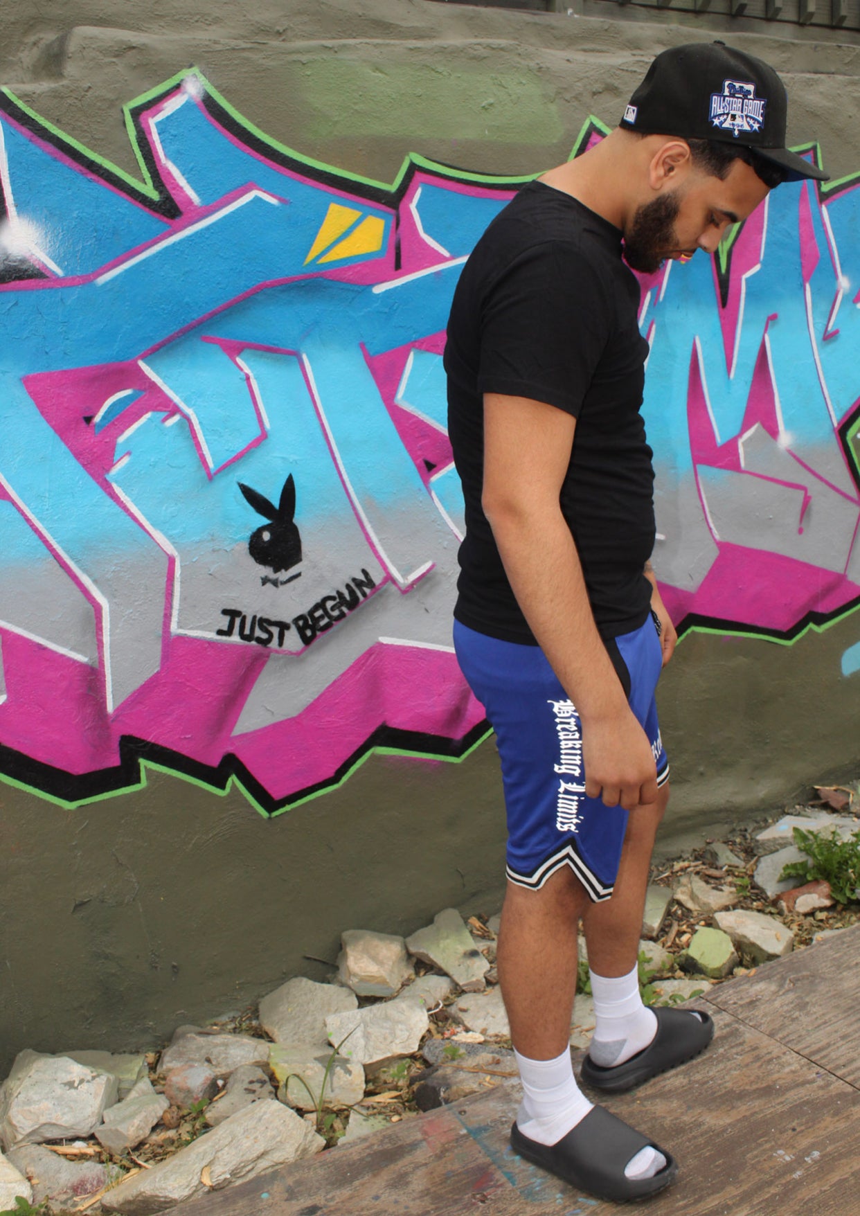 Relentless Blue and White Reflective Basketball Shorts